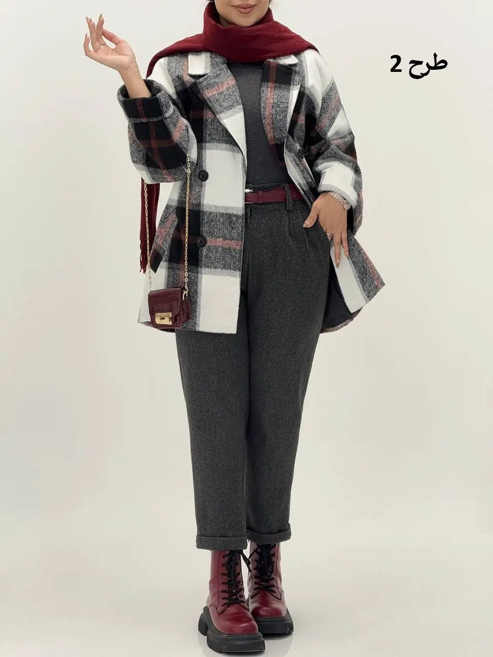 3568-کت چهارخونه شکلات